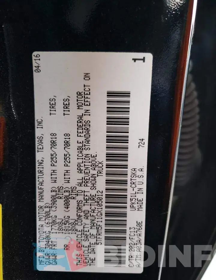 5TFRM5F11GX105012 Photo# 12