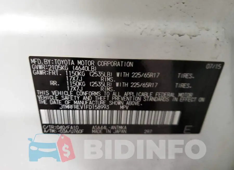JTMRFREV1FD158993 Photo# 13
