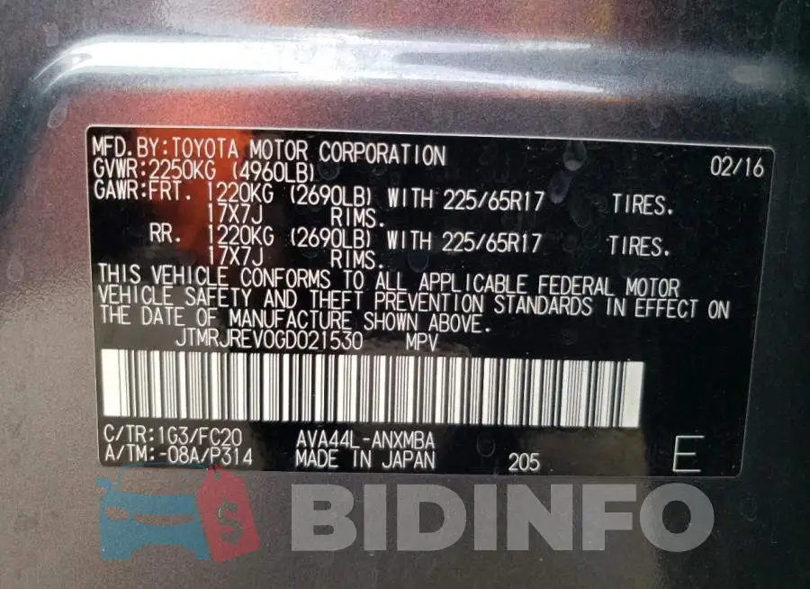 JTMRJREV0GD021530 Photo# 12