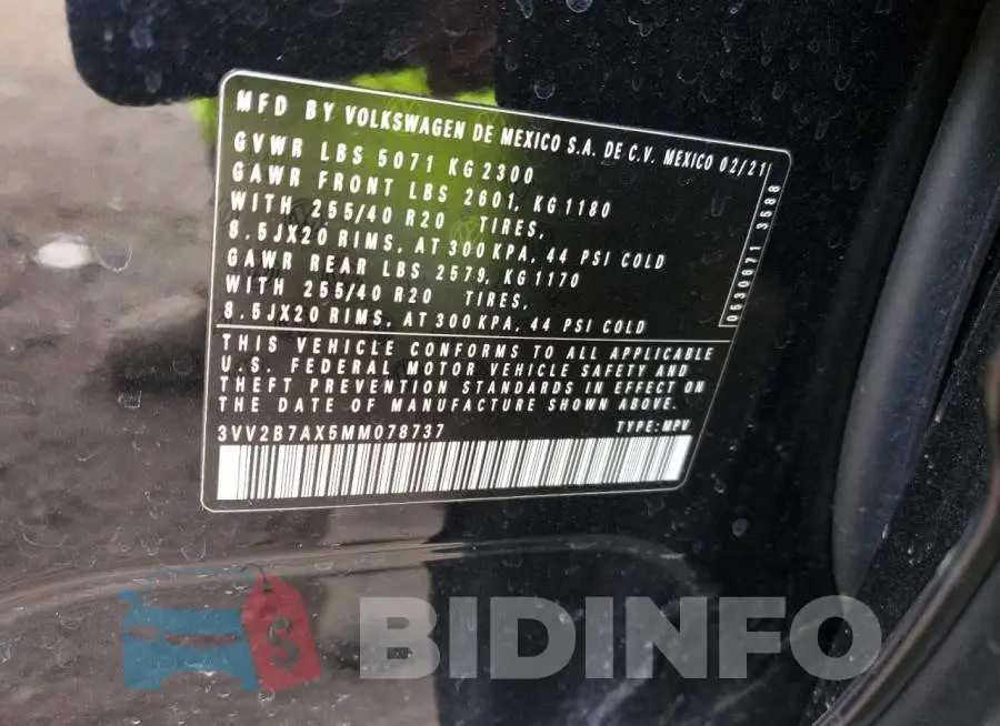 3VV2B7AX5MM078737 Photo# 13
