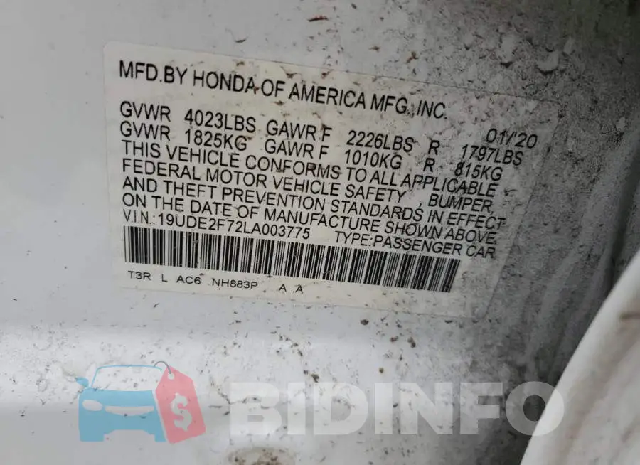 19UDE2F72LA003775 Photo# 12
