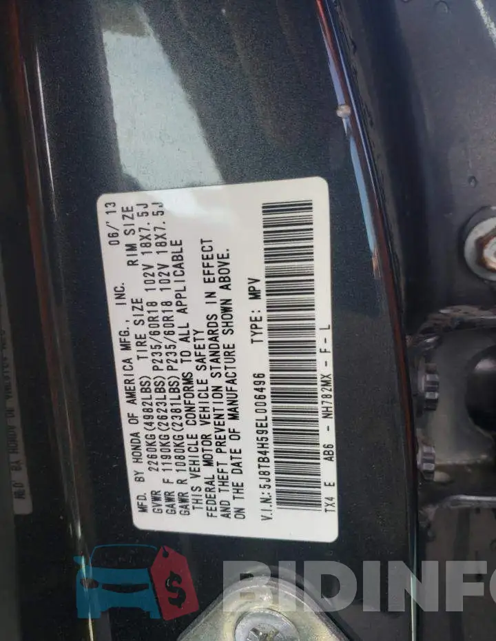 5J8TB4H59EL006496 Photo# 13