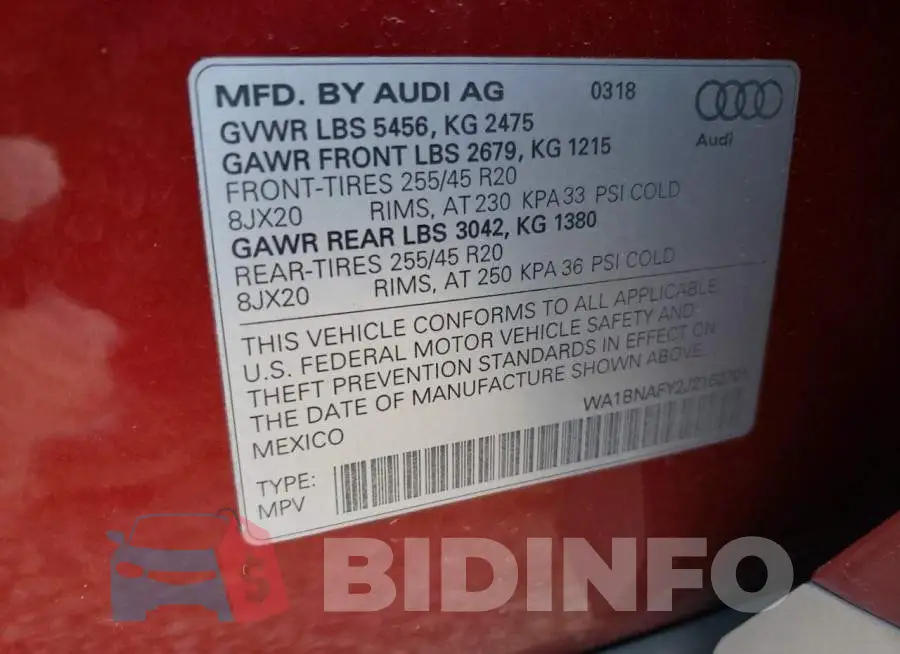 WA1BNAFY2J2152701 Photo# 14