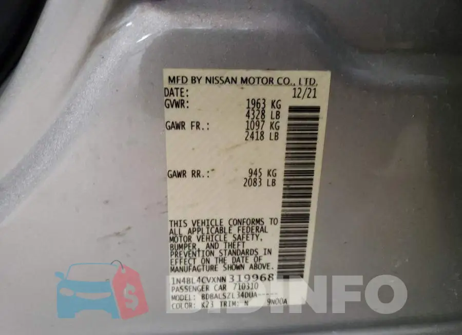 1N4BL4CVXNN319968 Photo# 13