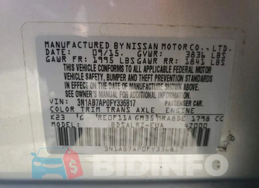 3N1AB7AP0FY336817 Photo# 10