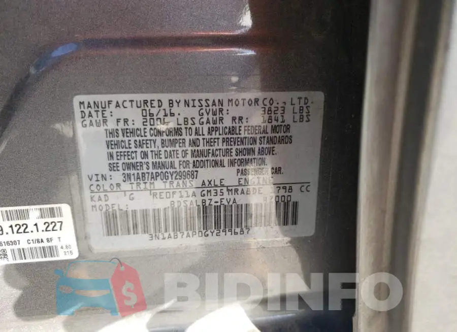 3N1AB7AP0GY299687 Photo# 13