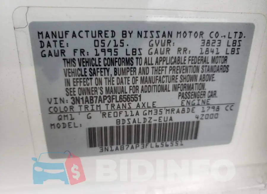 3N1AB7AP3FL656551 Photo# 12