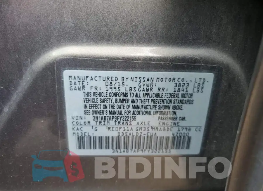 3N1AB7AP9FY322155 Photo# 12