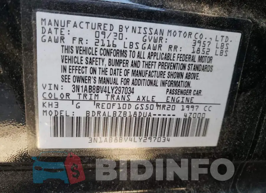 3N1AB8BV4LY297034 Photo# 10