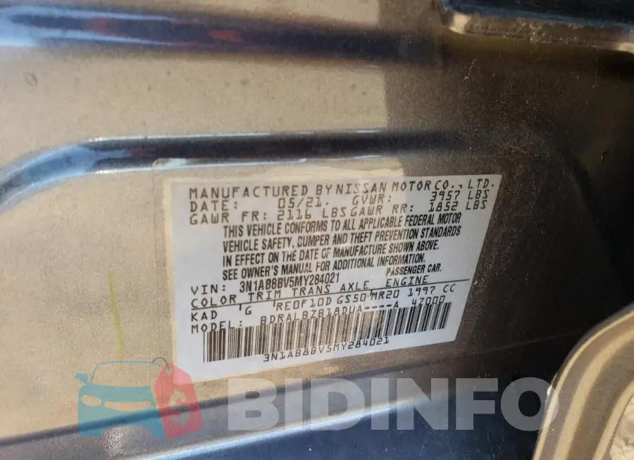 3N1AB8BV5MY284021 Photo# 13