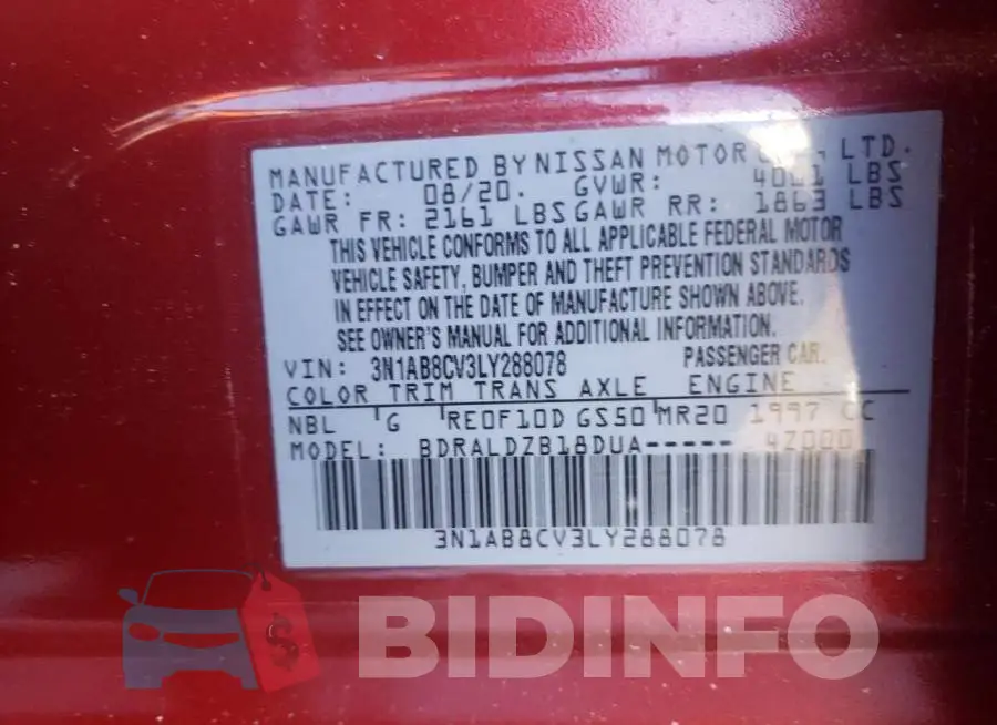 3N1AB8CV3LY288078 Photo# 12