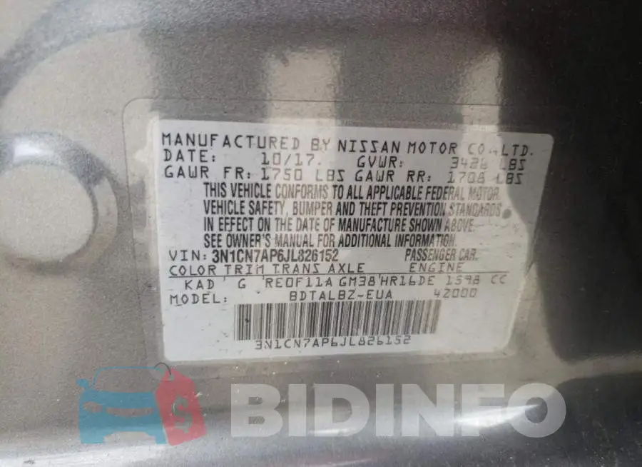 3N1CN7AP6JL826152 Photo# 12