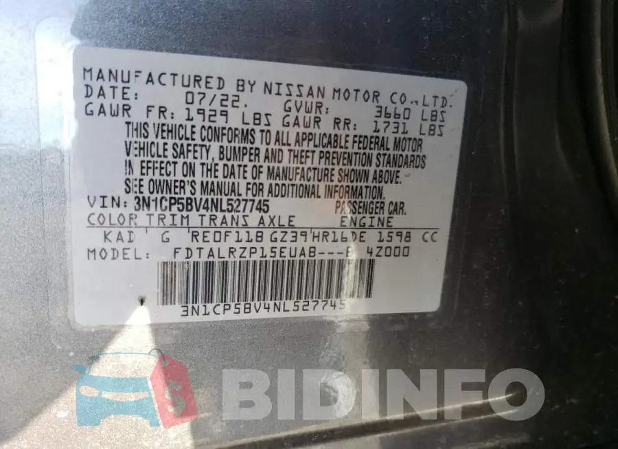 3N1CP5BV4NL527745 Photo# 13