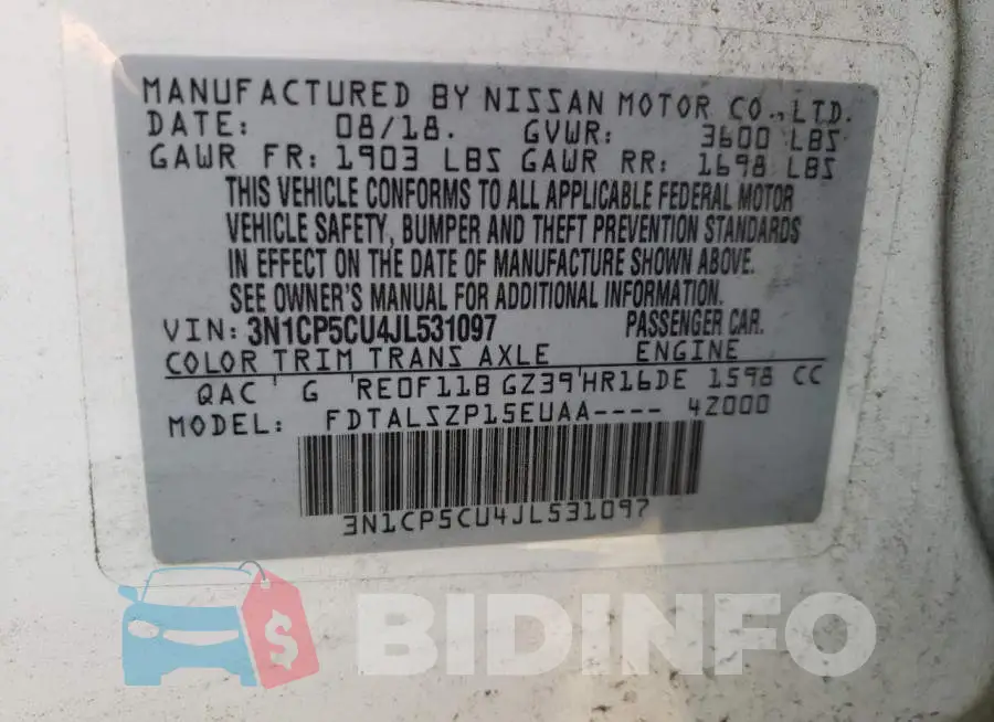3N1CP5CU4JL531097 Photo# 10
