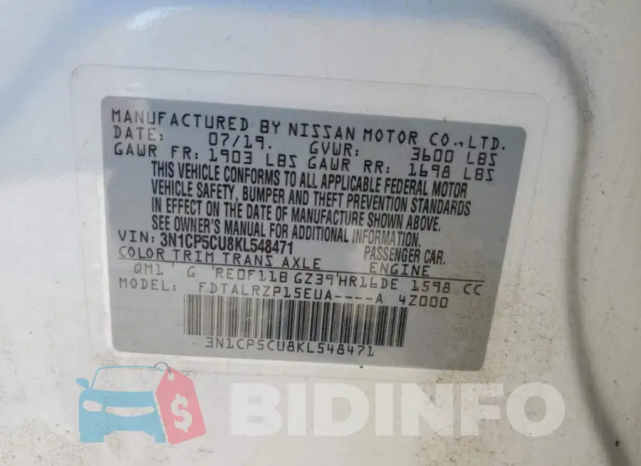 3N1CP5CU8KL548471 Photo# 14