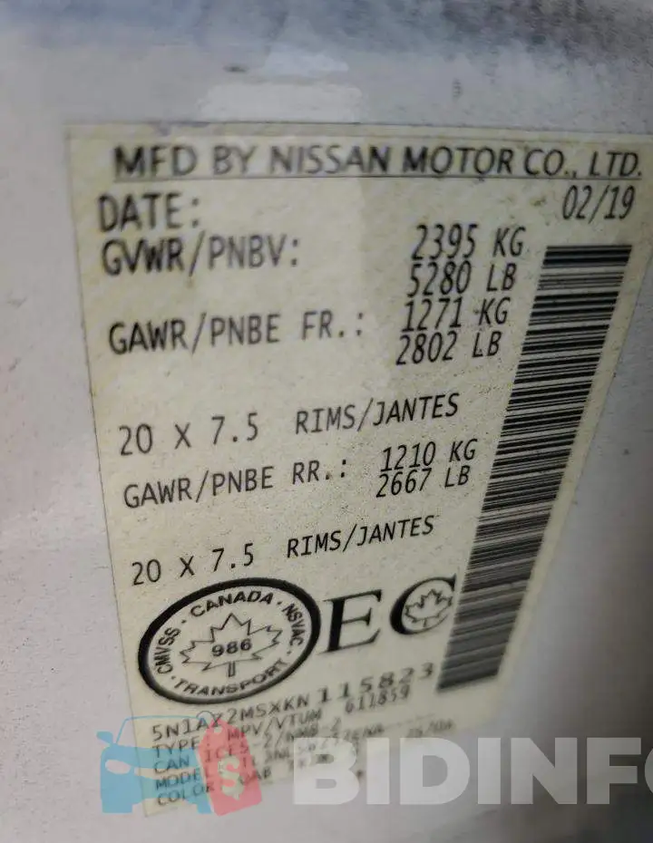 5N1AZ2MSXKN115823 Photo# 14