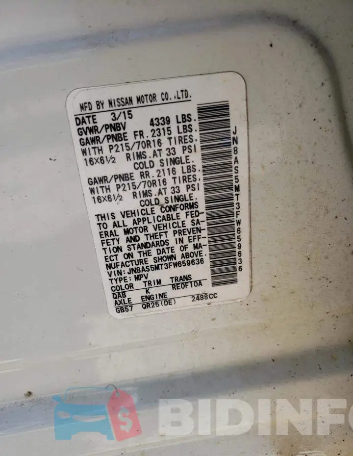 JN8AS5MT3FW659636 Photo# 10