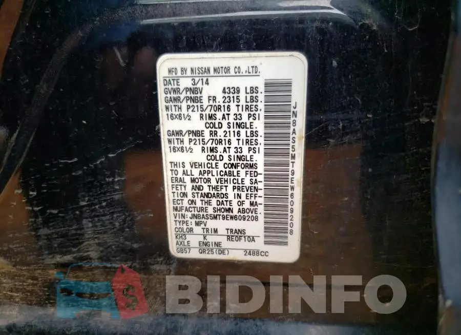 JN8AS5MT9EW609208 Photo# 12