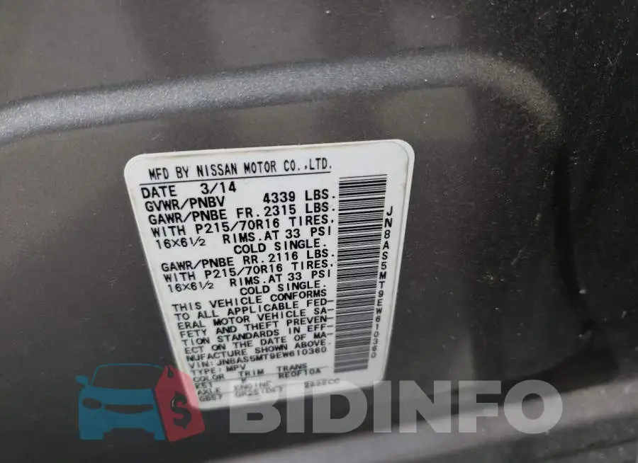 JN8AS5MT9EW610360 Photo# 14