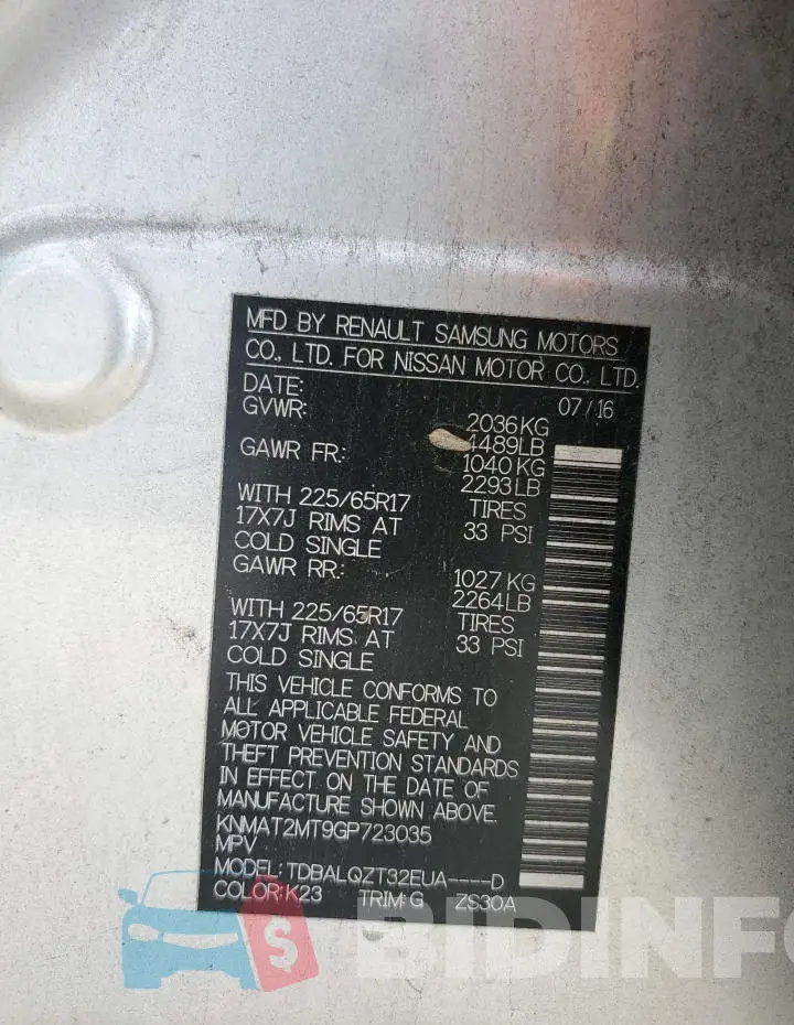 KNMAT2MT9GP723035 Photo# 13