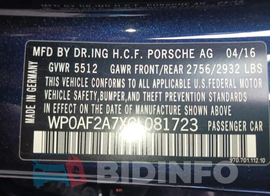 WP0AF2A7XGL081733 Photo# 10