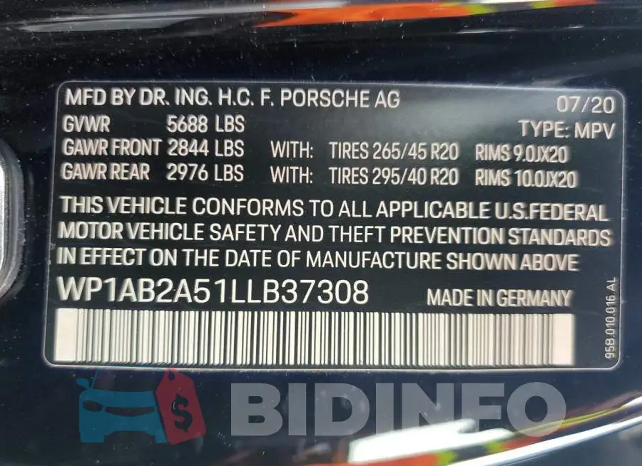 WP1AB2A51LLB37308 Photo# 14
