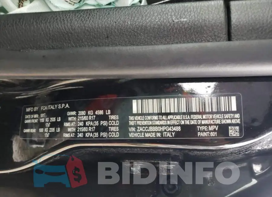 ZACCJBBB0HPG43488 Photo# 14