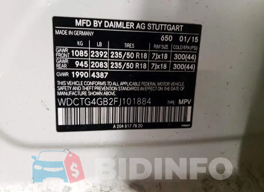 WDCTG4GB2FJ101884 Photo# 12