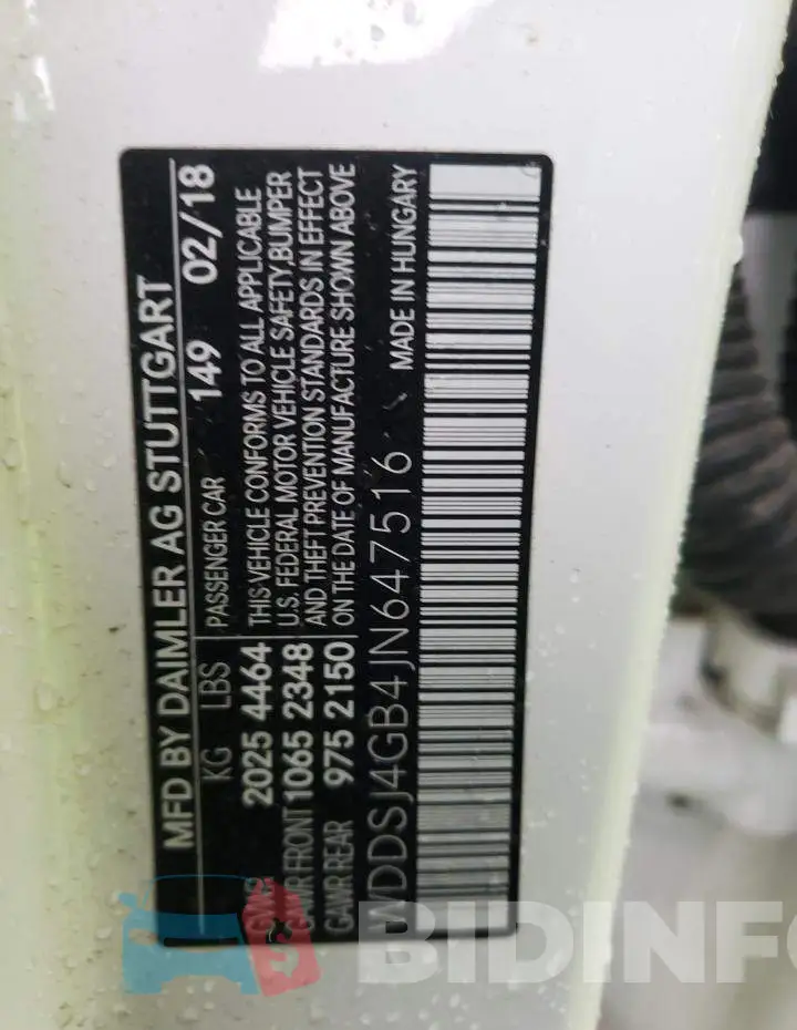WDDSJ4GB4JN647516 Photo# 10
