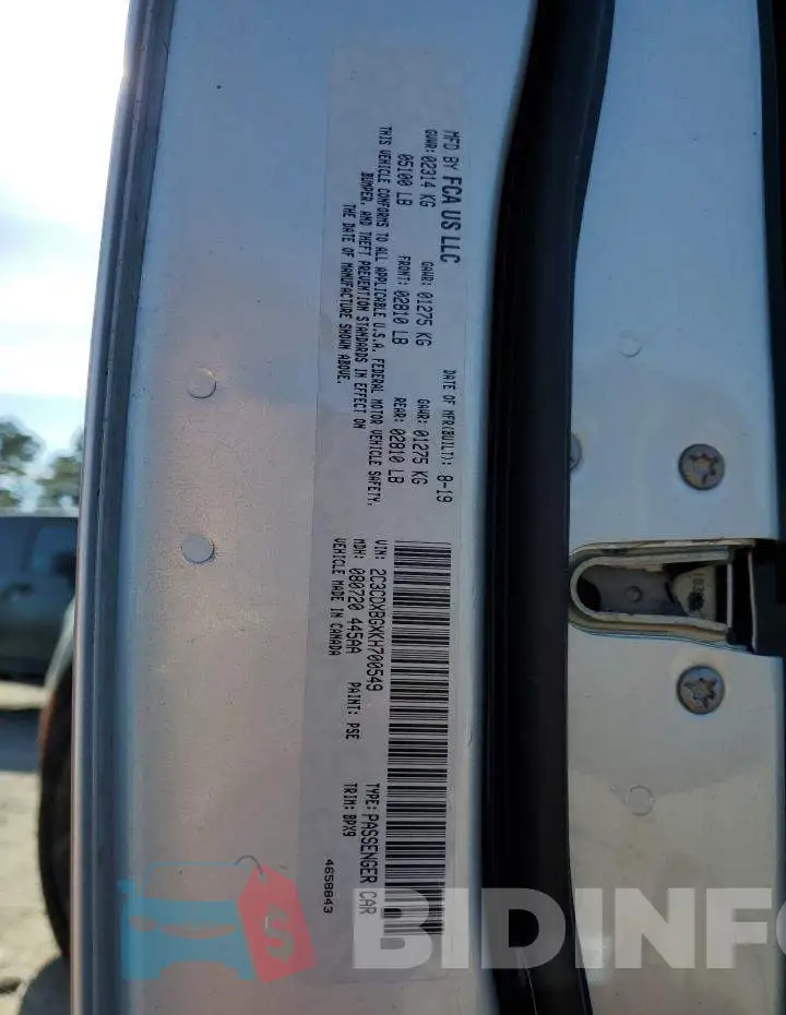 2C3CDXBGXKH700549 Photo# 12