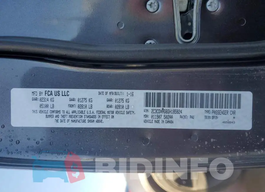2C3CDXHG6GH185824 Photo# 12