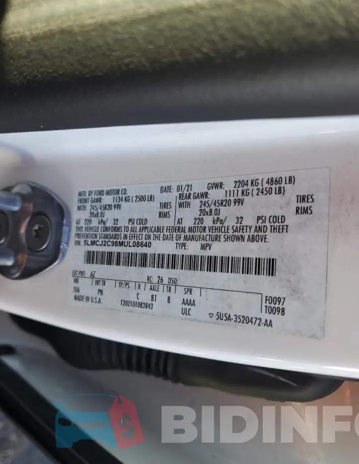 5LMCJ2C98MUL08640 Photo# 13