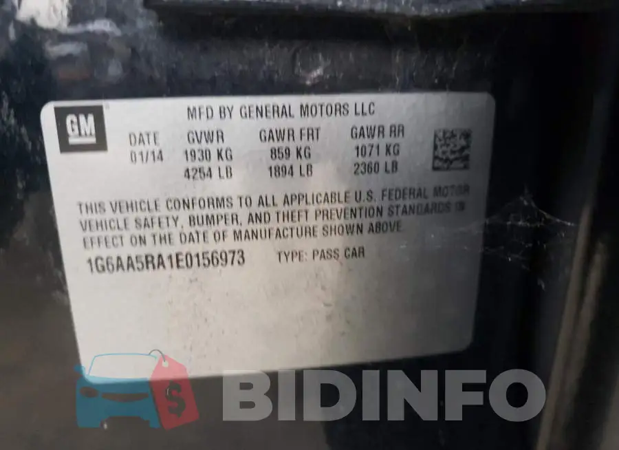 1G6AA5RA1E0156973 Photo# 12