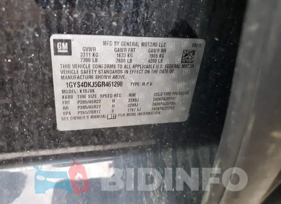 1GYS4DKJ5GR461298 Photo# 12