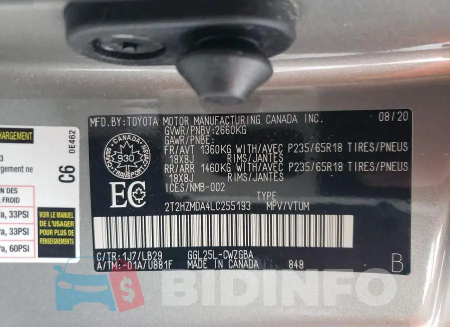 2T2HZMDA4LC255193 Photo# 13