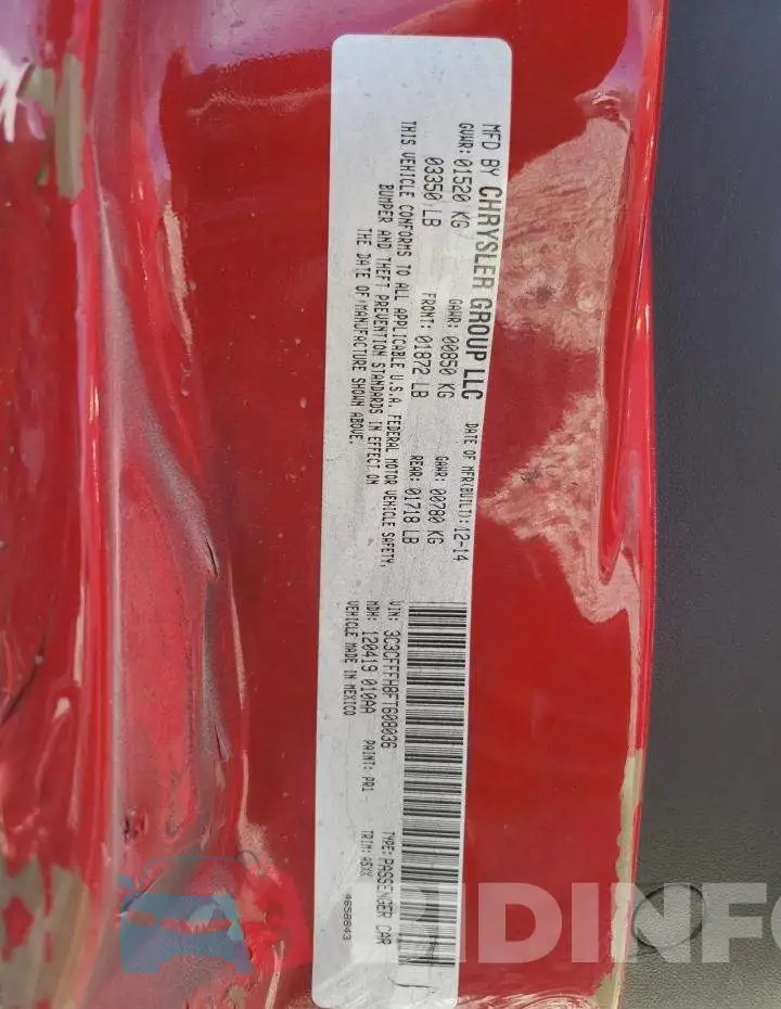 3C3CFFFH8FT608036 Photo# 12