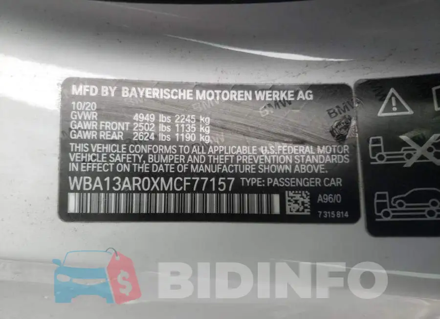 WBA13AR0XMCF77157 Photo# 12