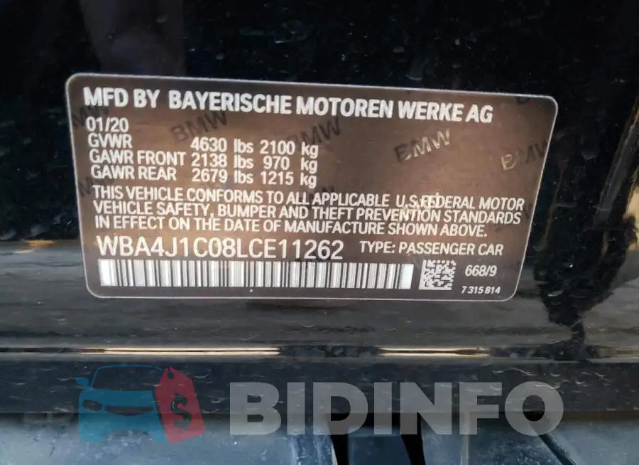 WBA4J1C08LCE11262 Photo# 12
