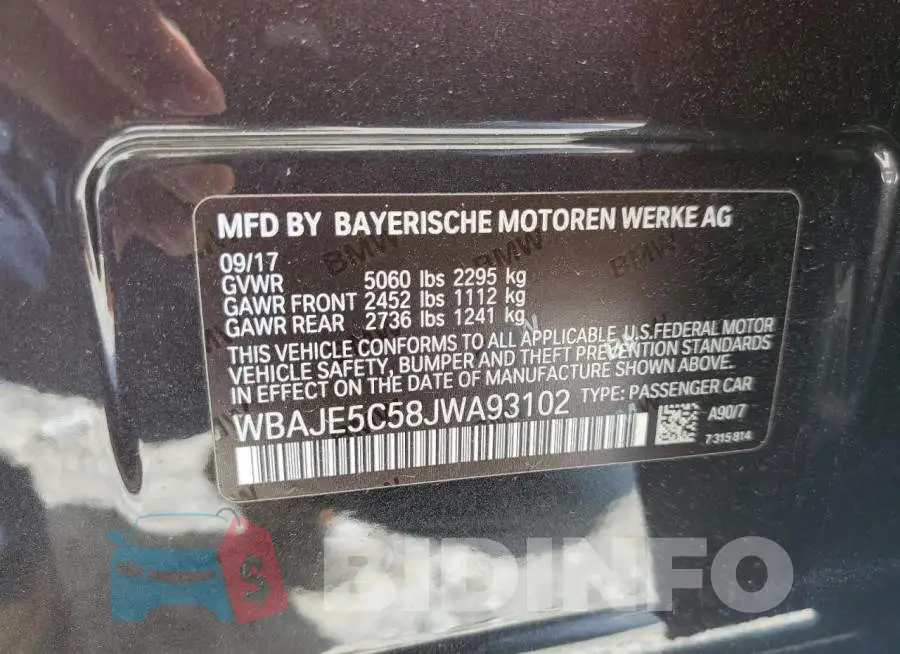 WBAJE5C58JWA93102 Photo# 12