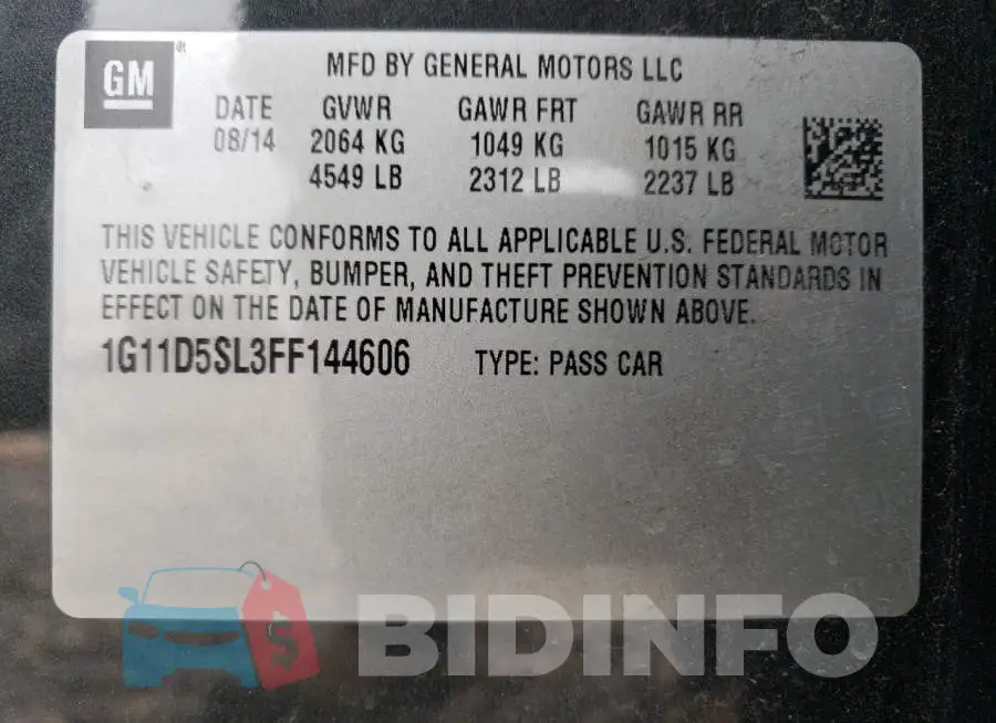 1G11D5SL3FF144606 Photo# 13
