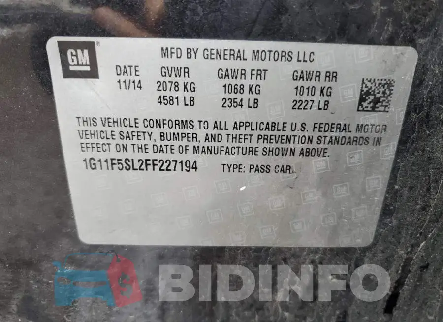 1G11F5SL2FF227194 Photo# 13