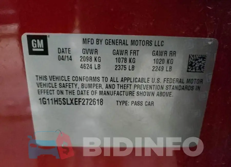 1G11H5SLXEF272618 Photo# 12