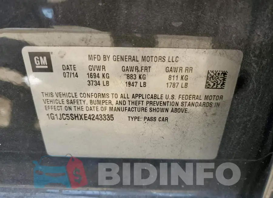 1G1JC5SHXE4243335 Photo# 12