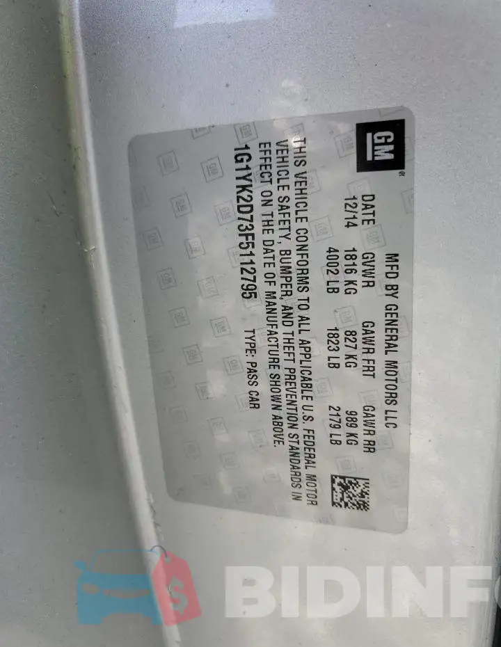 1G1YK2D73F5112795 Photo# 12