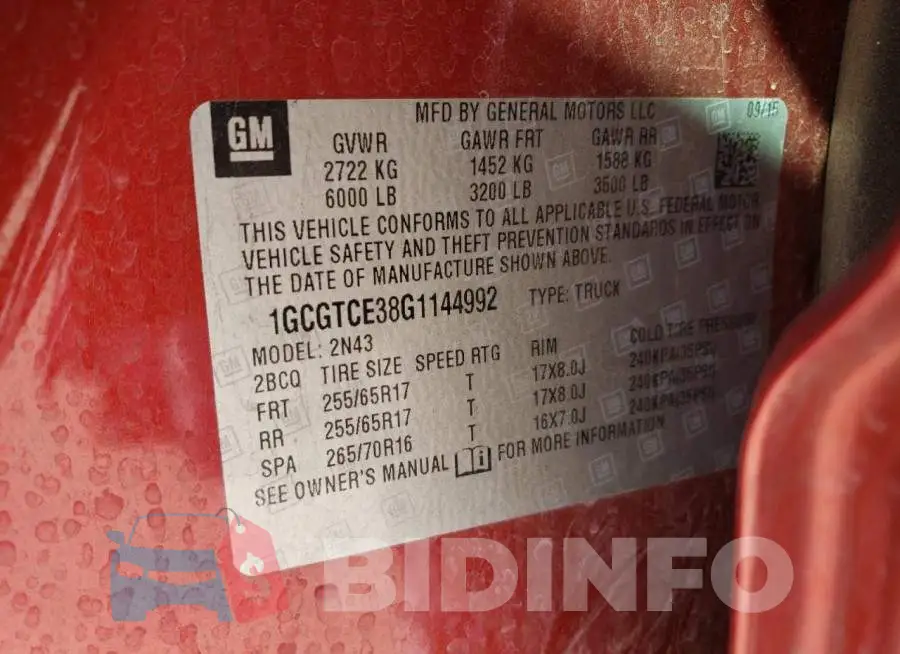 1GCGTCE38G1144992 Photo# 12