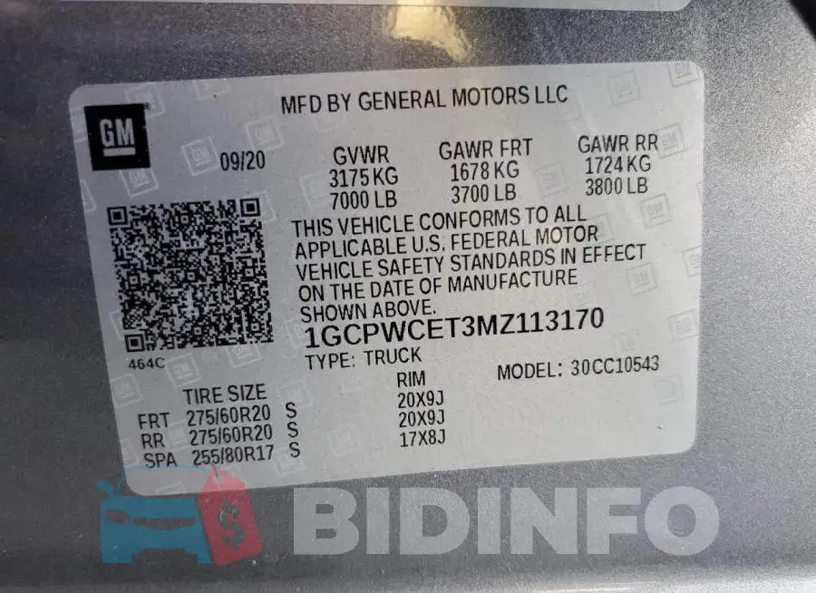 1GCPWCET3MZ113170 Photo# 12