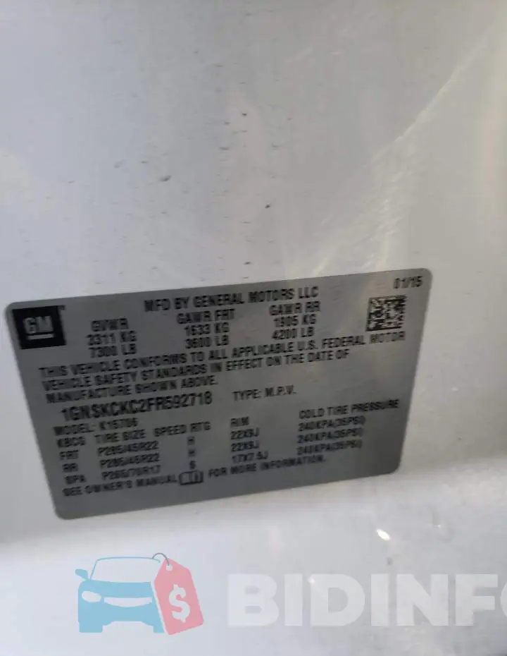 1GNSKCKC2FR592718 Photo# 10