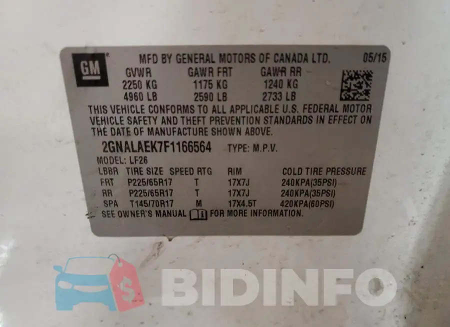 2GNALAEK7F1166564 Photo# 13