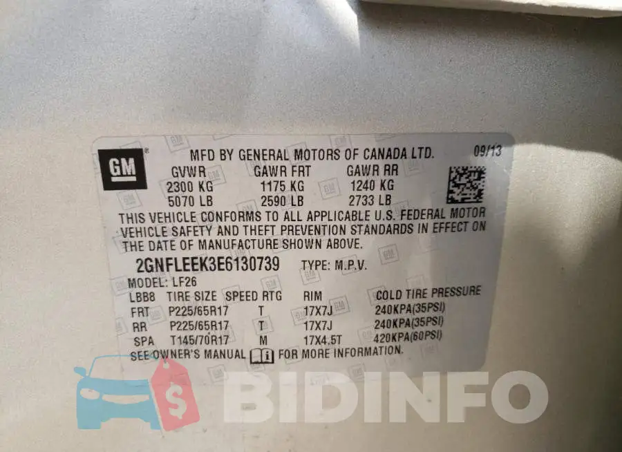 2GNFLEEK3E6130739 Photo# 10