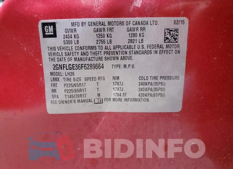 2GNFLGE36F6289664 Photo# 12
